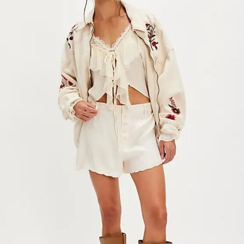 #45 NWT Free People Claudia Tap Shorts in Champagne Dream Combo